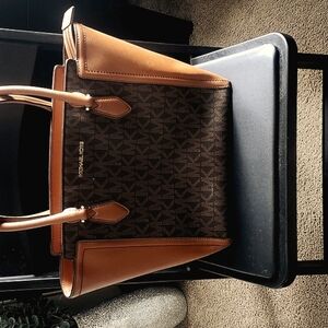 Michael Kors Brown and Tan Structured Tote Bag